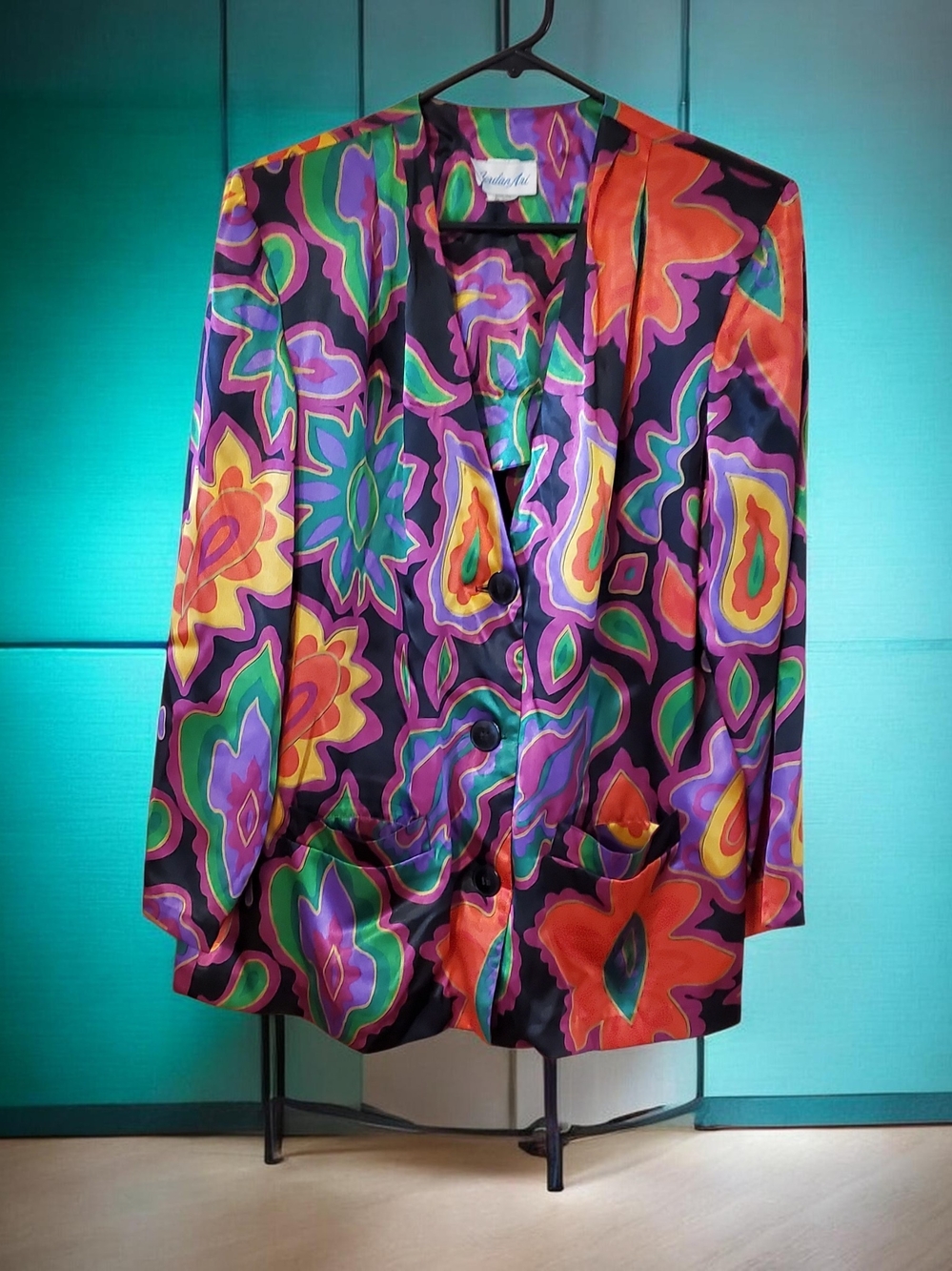 Vintage Jordan Ari Vibrant Multicolor Floral And Paisley Blazer In Size 4